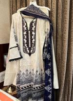 Cotton White Traditional Wear Printed Readymade Pakistani Suit